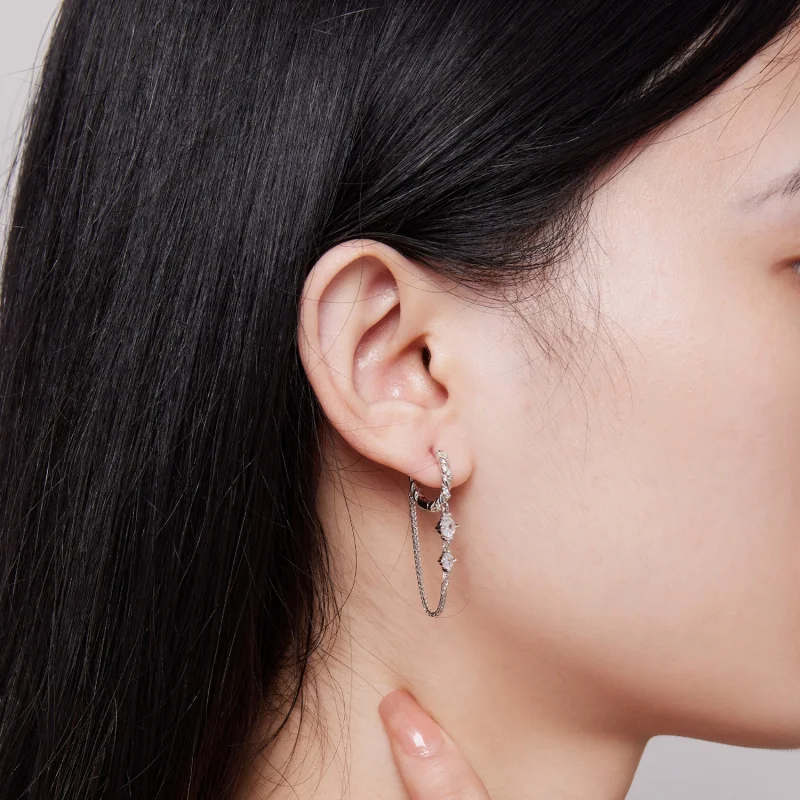 (imagem para) Brincos Pandora Style com Franja Exclusiva - BSE822 - Visualizar 6