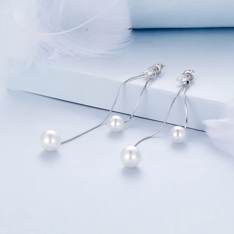 (imagem para) Brincos Pandora Style com Franjas e Miças Pendentes - BSE890 - Visualizar 2