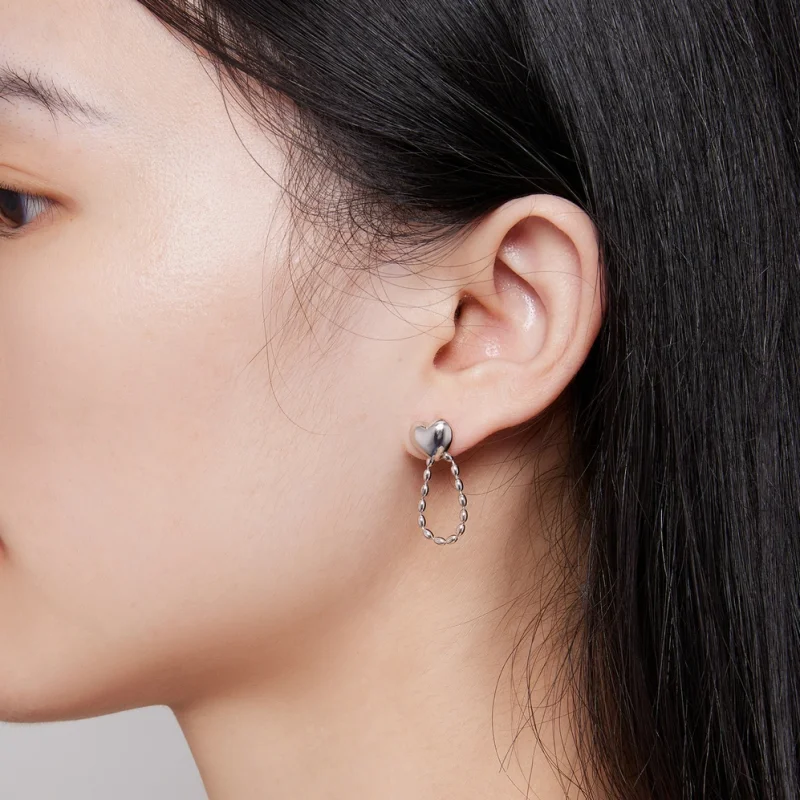 (imagem para) Brincos Pandora Style com Franjas em Formato de Coração - BSE825 - Visualizar 7