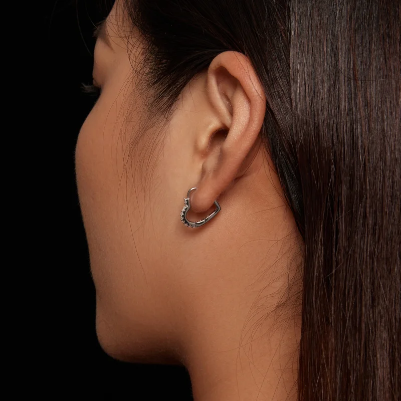 (imagem para) Brincos Pandora Style com Moissanite em Formato de Coração (Um Certificado) - MS - Visualizar 7