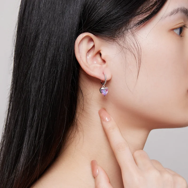 (imagem para) Brincos Pandora Style Coração Derretido com Aro - BSE833 - Visualizar 5