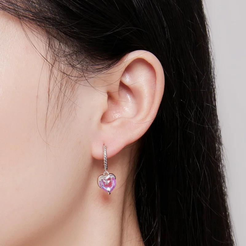 (imagem para) Brincos Pandora Style Coração Derretido com Aro - BSE833 - Visualizar 7