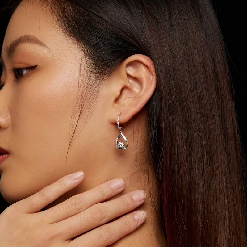 (imagem para) Brincos Pandora Style Drop em Moissanita (Dois Certificados) - MSE032 - Visualizar 5