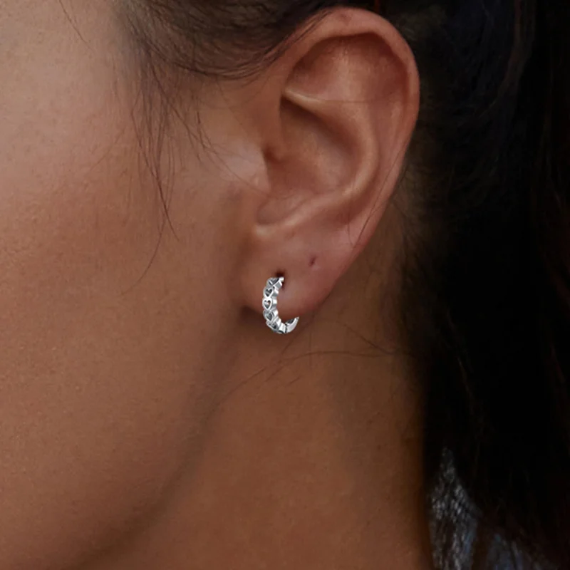 (imagem para) Brincos Pandora Style em Formato de Coração com Aro - BSE880 - Visualizar 9