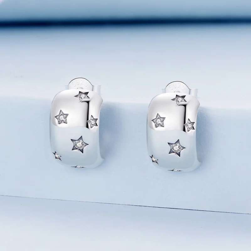 (imagem para) Brincos Pandora Style Flash Star Studs - BSE884 - Visualizar 2