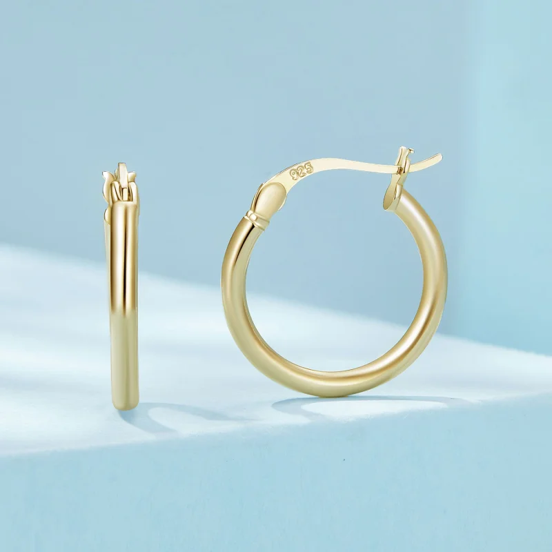 (imagem para) Brincos Pandora Style Médio Aro Prata Liso - SCE1608-MB - Visualizar 2