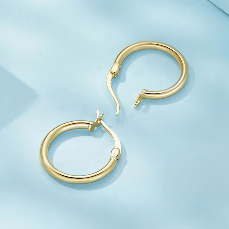 (imagem para) Brincos Pandora Style Médio Aro Prata Liso - SCE1608-MB - Visualizar 4