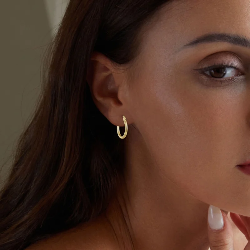 (imagem para) Brincos Pandora Style Médio Aro Prata Liso - SCE1608-MB - Visualizar 5