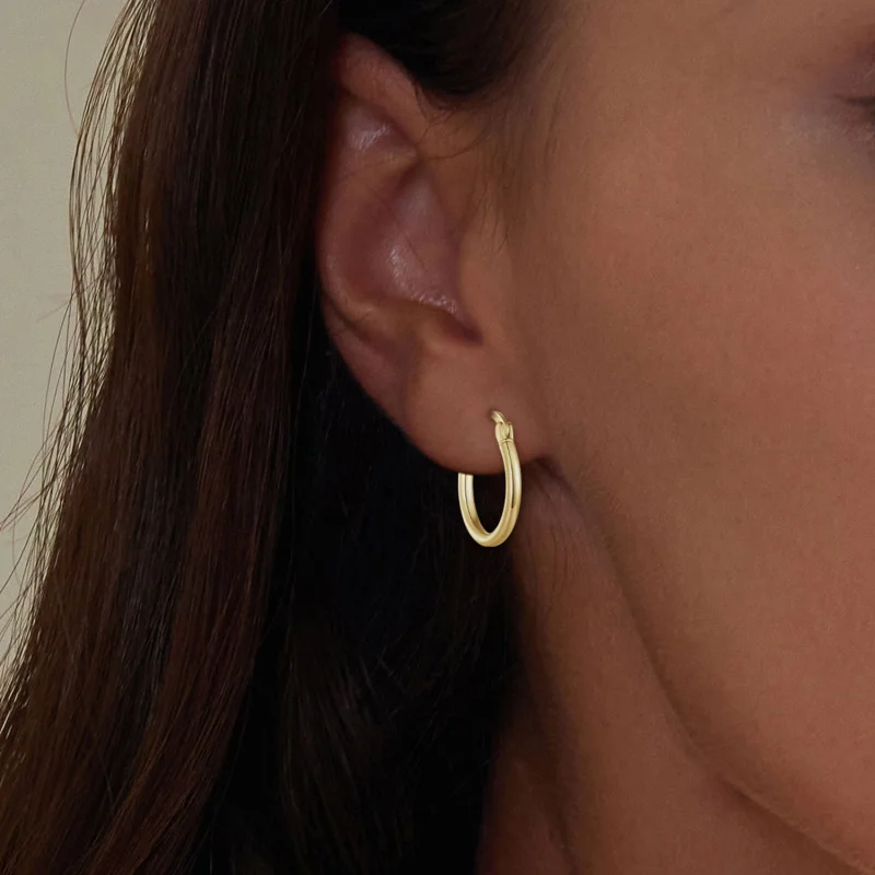 (imagem para) Brincos Pandora Style Médio Aro Prata Liso - SCE1608-MB - Visualizar 6