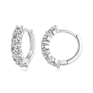 (imagem para) Brincos Pandora Style Meia Argola com Moissanite e Diamante - MSE033