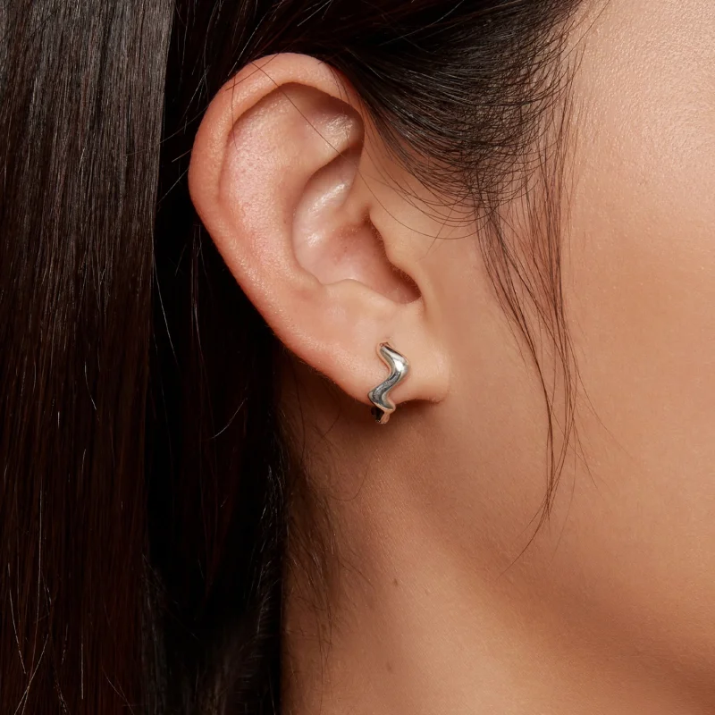 (imagem para) Brincos Pandora Style Wave em Argola - SCE1624 - Visualizar 3