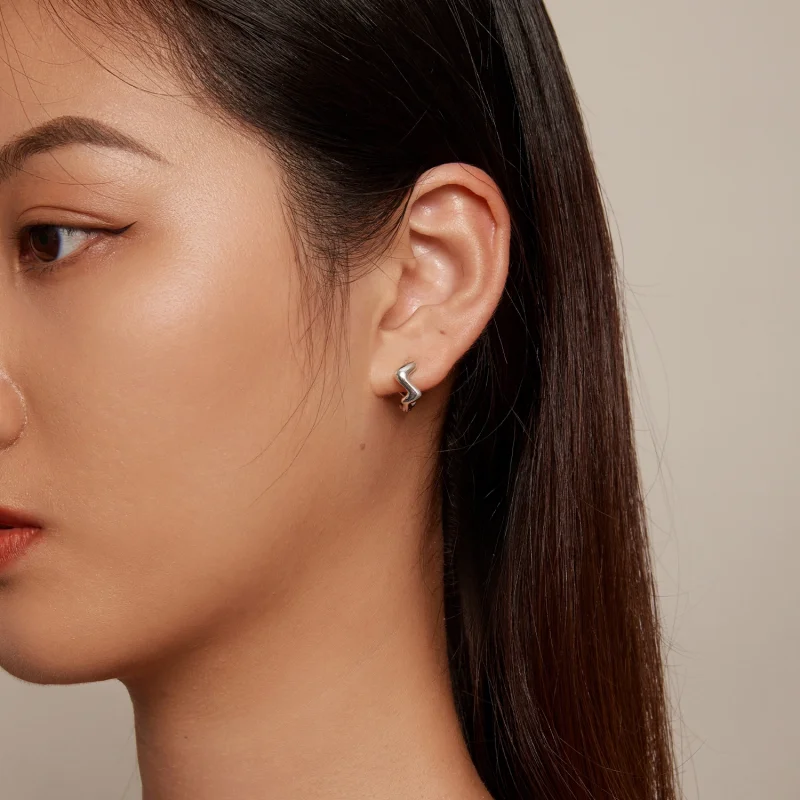 (imagem para) Brincos Pandora Style Wave em Argola - SCE1624 - Visualizar 6