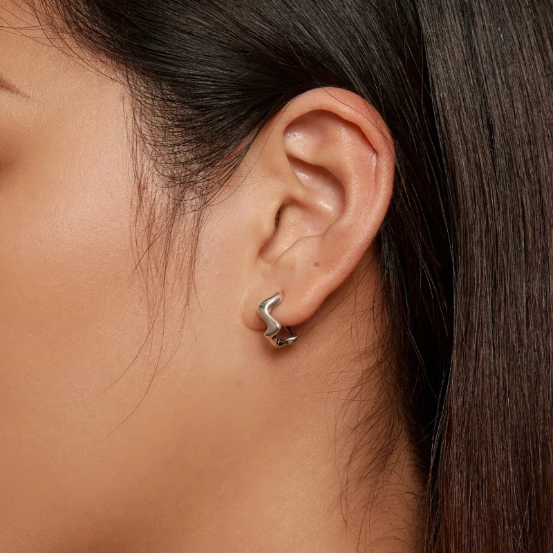 (imagem para) Brincos Pandora Style Wave em Argola - SCE1624 - Visualizar 7