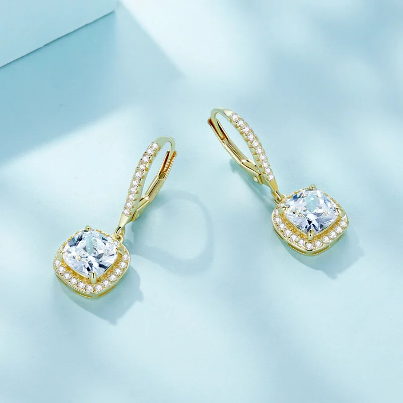 (imagem para) Brincos Pendentes Pandora Style Tempo Dourado Brilhante - SCE520-B - Visualizar 3