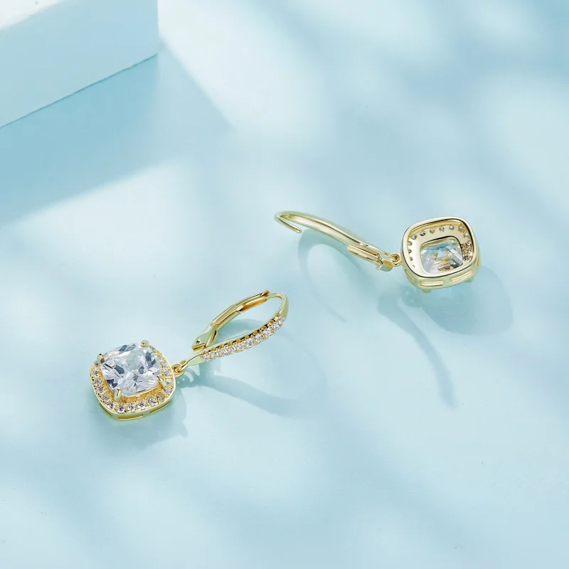 (imagem para) Brincos Pendentes Pandora Style Tempo Dourado Brilhante - SCE520-B - Visualizar 4