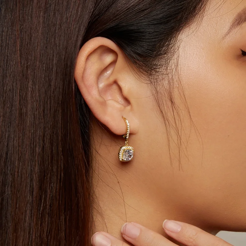 (imagem para) Brincos Pendentes Pandora Style Tempo Dourado Brilhante - SCE520-B - Visualizar 5