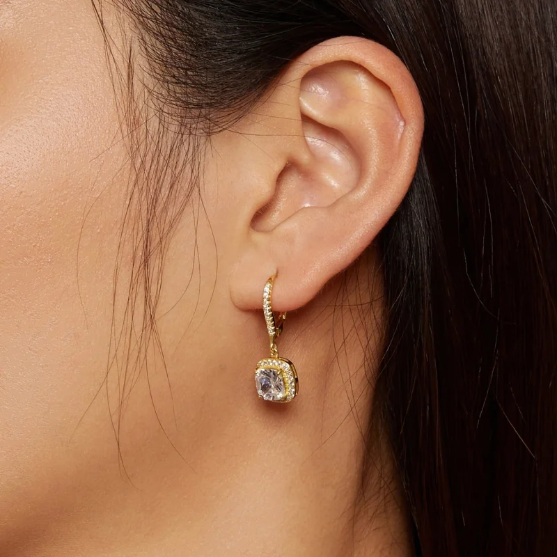 (imagem para) Brincos Pendentes Pandora Style Tempo Dourado Brilhante - SCE520-B - Visualizar 7