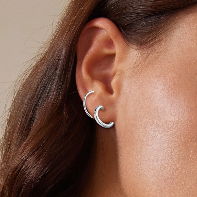 (imagem para) Brincos Stud com Duplo Aro Estilo Pandora - SCE1652 - Visualizar 5