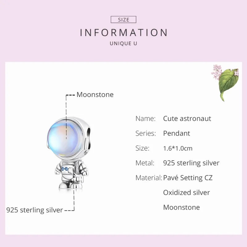 (imagem para) Charm Astronauta com Sensor de Calor Estilo Pandora - BSC578 - Visualizar 3