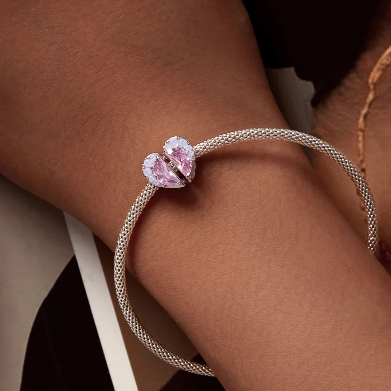 (imagem para) Charm Coração Irmãs Rosas Estilo Pandora - SCC2641 - Visualizar 4