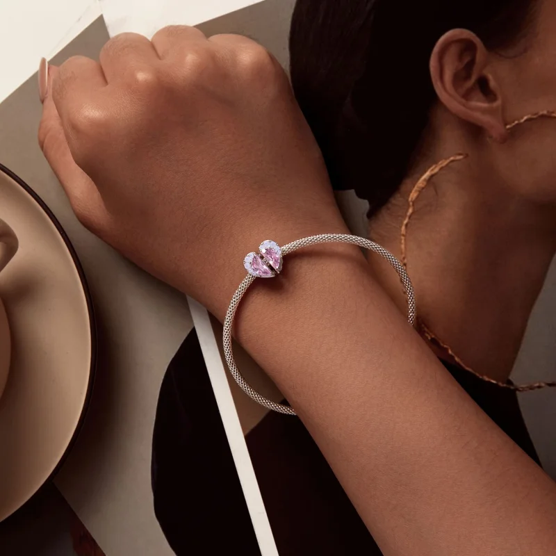 (imagem para) Charm Coração Irmãs Rosas Estilo Pandora - SCC2641 - Visualizar 9