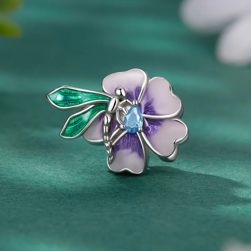 (imagem para) Charm de Flor com Libélula Estilo Pandora - BSC786 - Visualizar 2