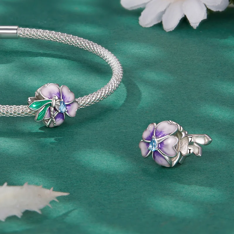 (imagem para) Charm de Flor com Libélula Estilo Pandora - BSC786 - Visualizar 4