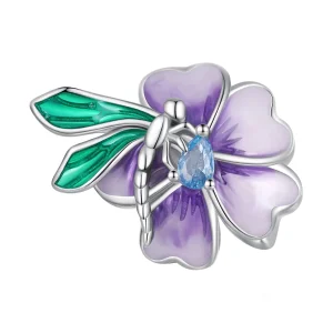 (imagem para) Charm de Flor com Libélula Estilo Pandora - BSC786
