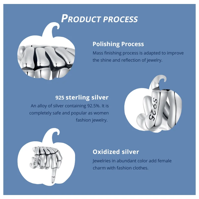 (imagem para) Charm de Mão Esquelética no Estilo Pandora - BSC909 - Visualizar 5