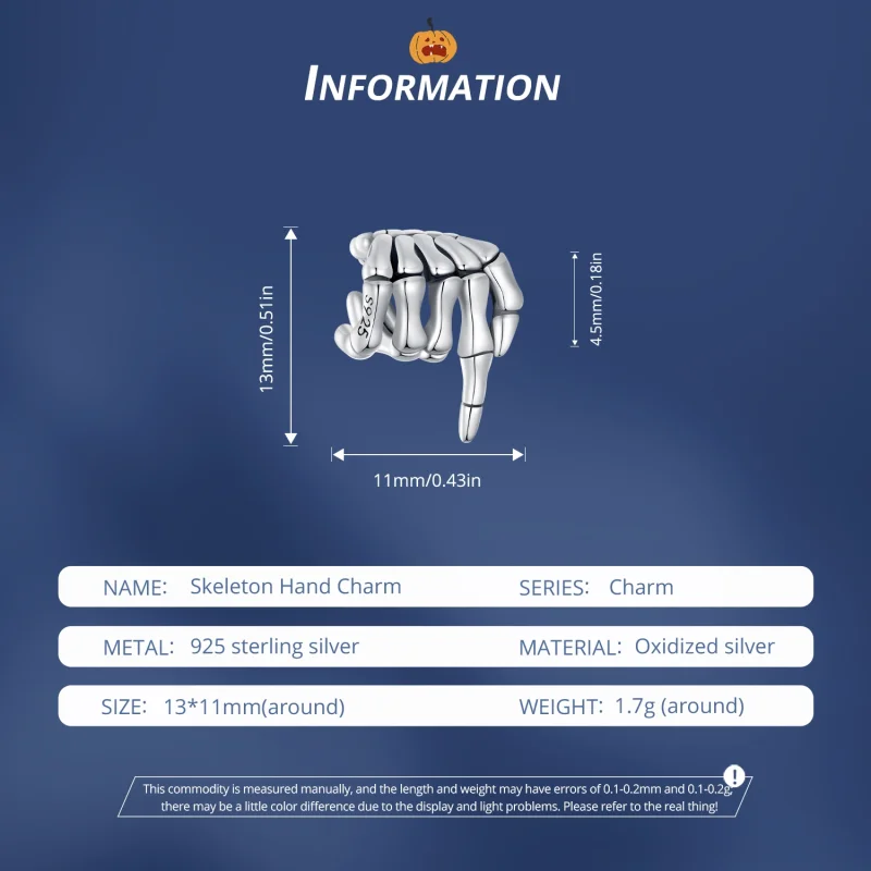 (imagem para) Charm de Mão Esquelética no Estilo Pandora - BSC909 - Visualizar 6