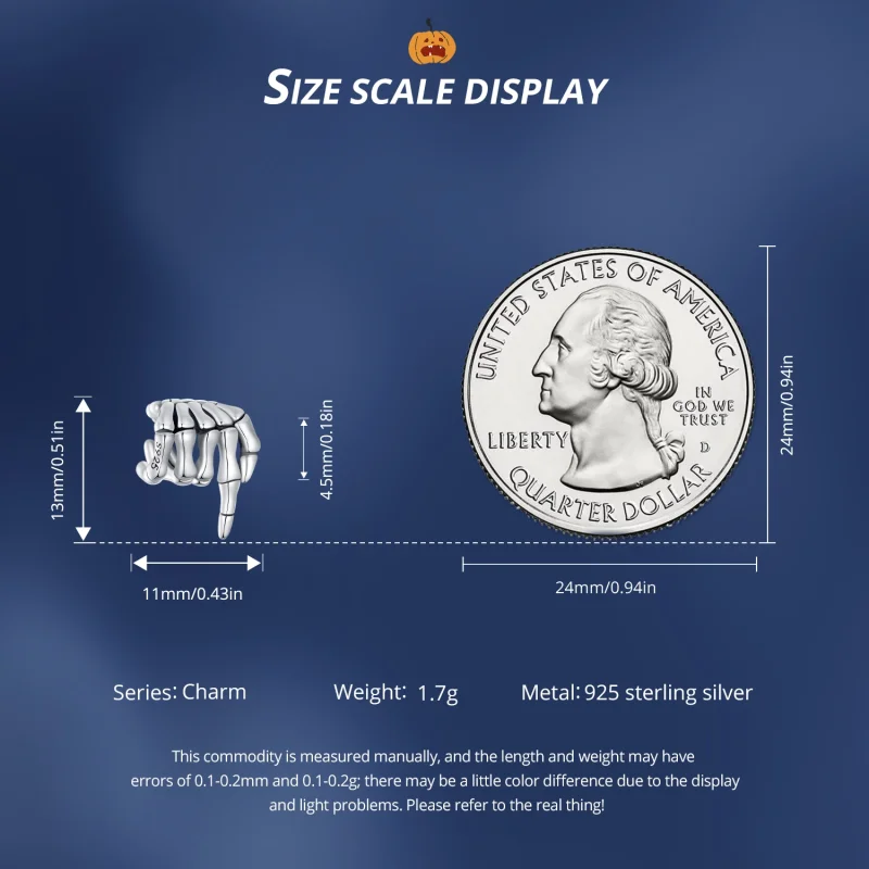 (imagem para) Charm de Mão Esquelética no Estilo Pandora - BSC909 - Visualizar 7