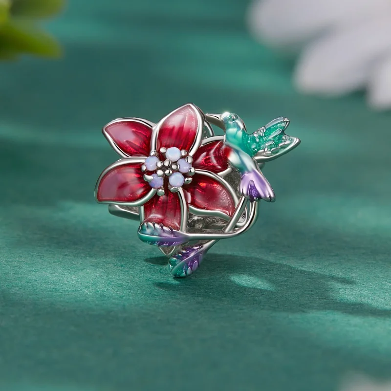 (imagem para) Charm Flores e Pássaros Estilo Pandora - BSC787 - Visualizar 2