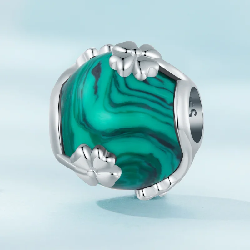 (imagem para) Charm Malachite Trevo de Quatro Folhas Estilo Pandora - SCC2489 - Visualizar 2