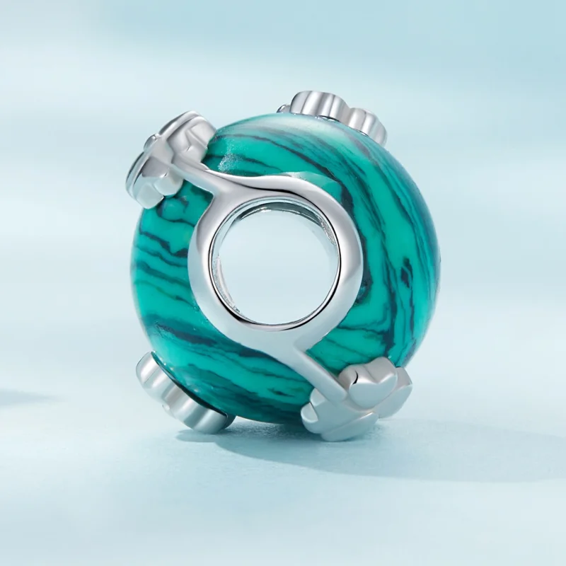 (imagem para) Charm Malachite Trevo de Quatro Folhas Estilo Pandora - SCC2489 - Visualizar 3