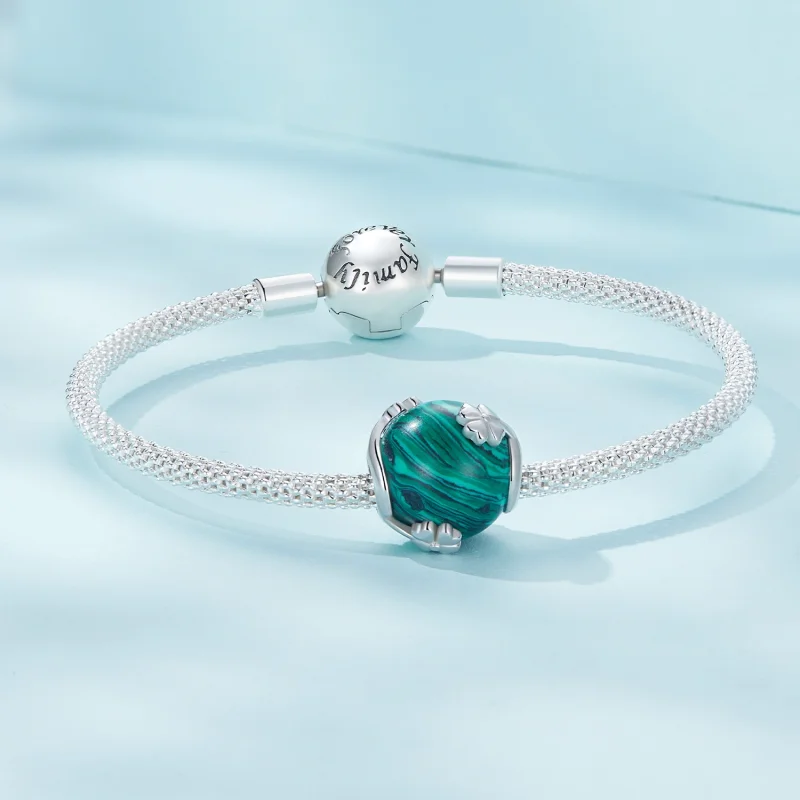 (imagem para) Charm Malachite Trevo de Quatro Folhas Estilo Pandora - SCC2489 - Visualizar 5