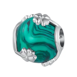 (imagem para) Charm Malachite Trevo de Quatro Folhas Estilo Pandora - SCC2489