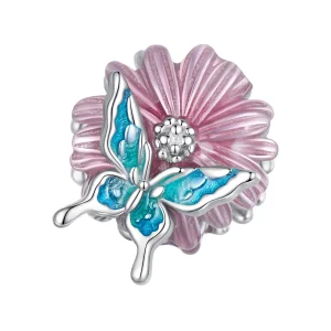 (imagem para) Charm Pandora Style Borboleta Crisântemo - BSC788