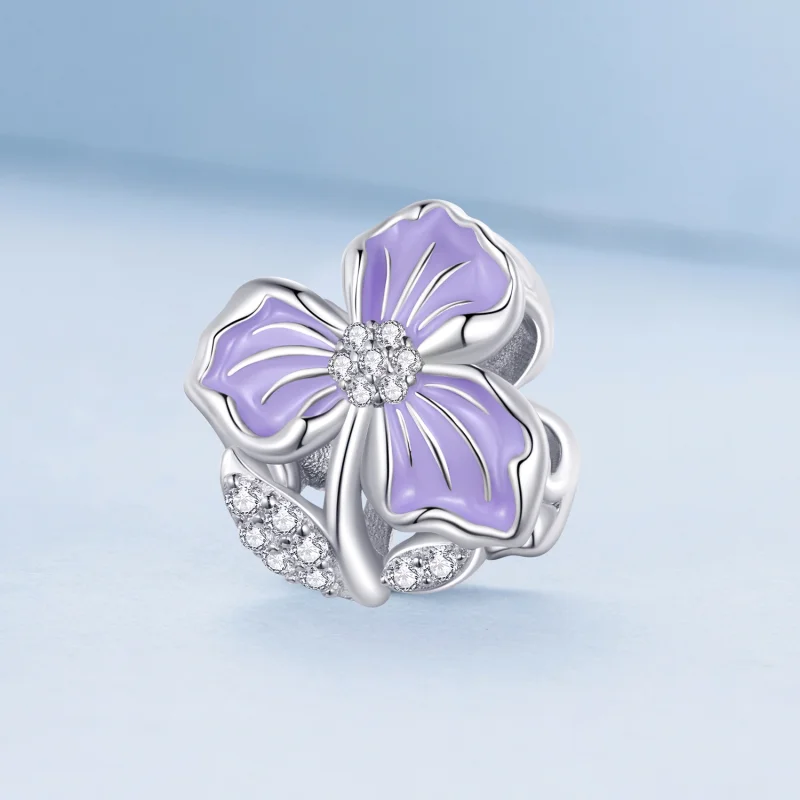 (imagem para) Charm Pandora Style Flor Roxa - BSC890 - Visualizar 2