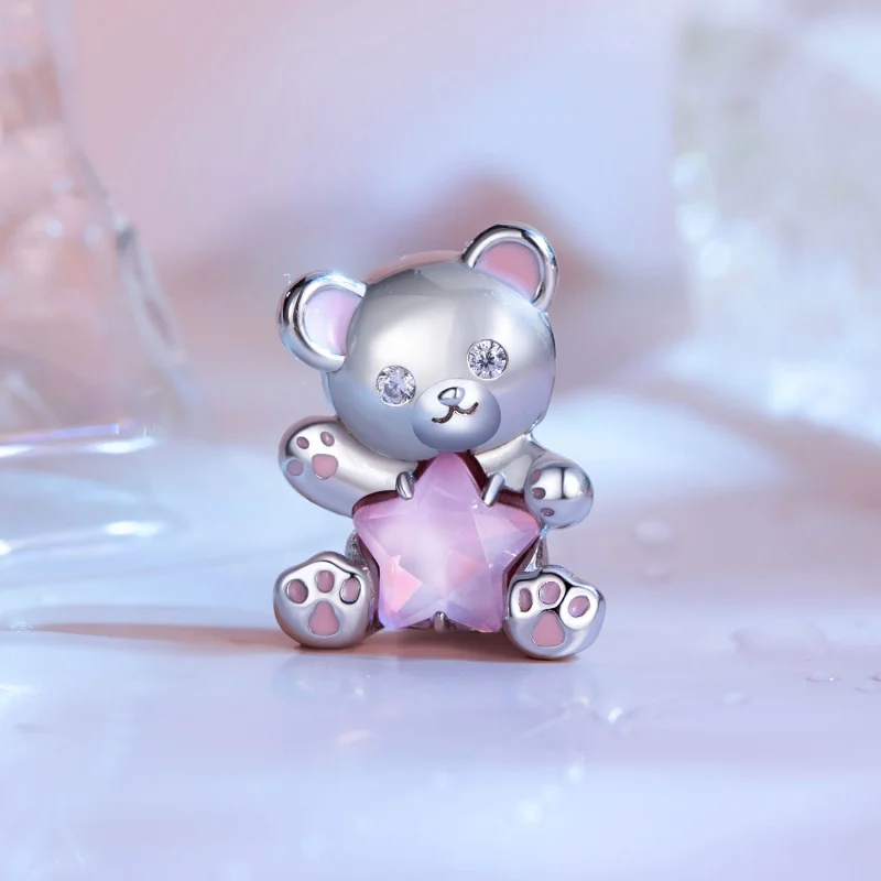 (imagem para) Charm Pandora Style Urso com Estrela Rosa - SCC2638 - Visualizar 2