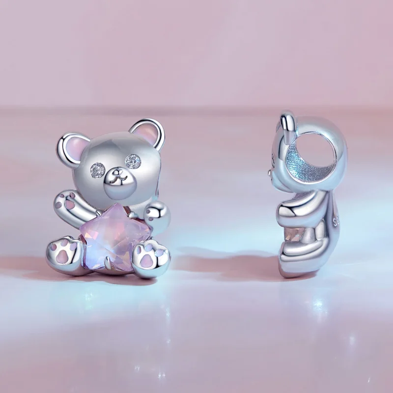 (imagem para) Charm Pandora Style Urso com Estrela Rosa - SCC2638 - Visualizar 3