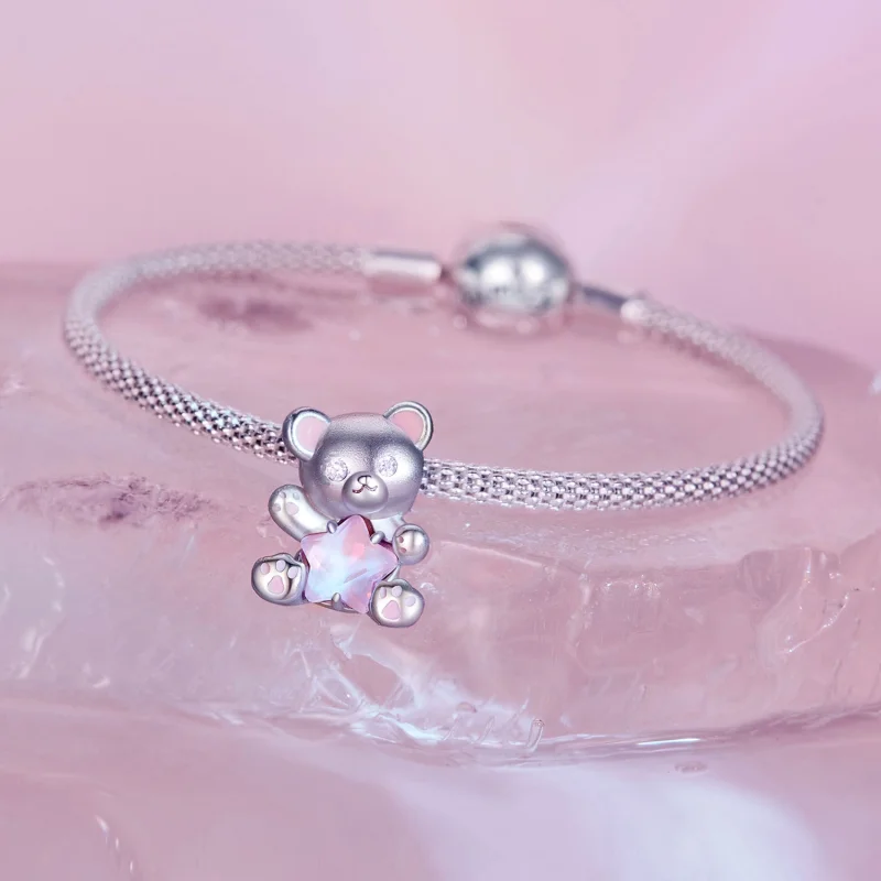 (imagem para) Charm Pandora Style Urso com Estrela Rosa - SCC2638 - Visualizar 6