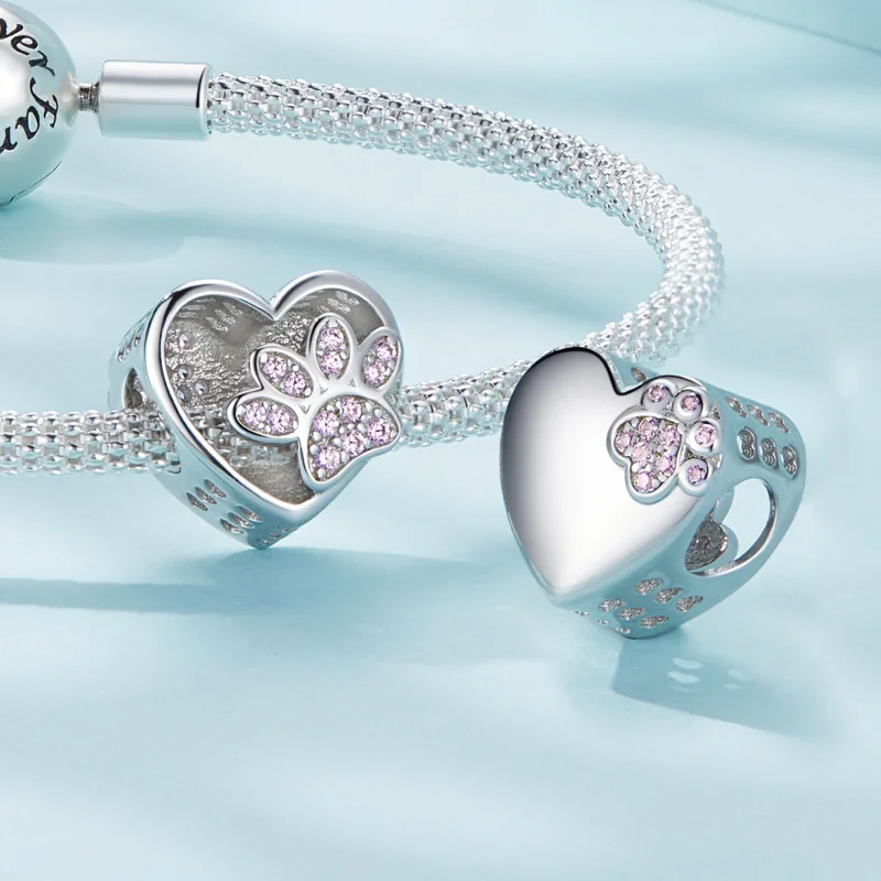 (imagem para) Charm Personalizável com Pegadas Fofas de Animal de Estimação Estilo Pandora - S - Visualizar 4