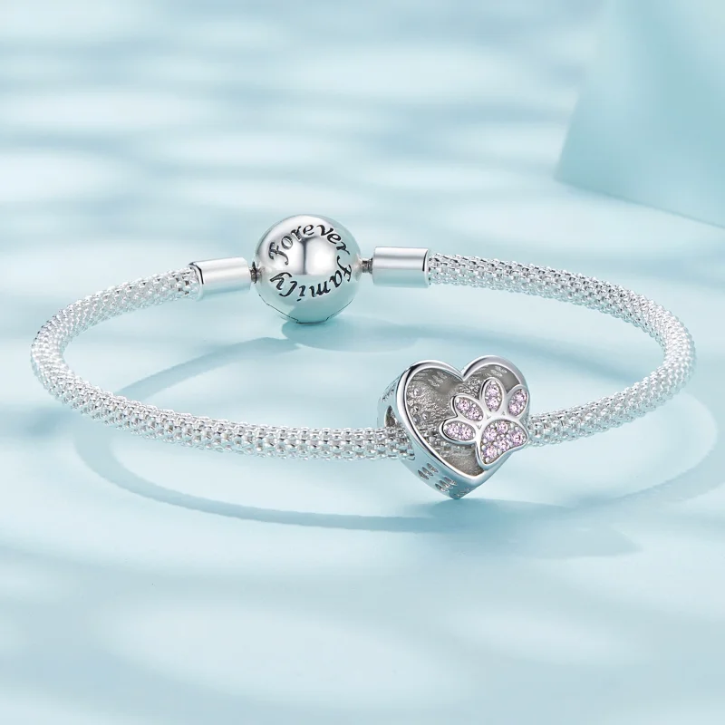 (imagem para) Charm Personalizável com Pegadas Fofas de Animal de Estimação Estilo Pandora - S - Visualizar 5