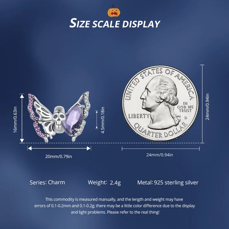 (imagem para) Charm Skeleton Borboleta Estilo Pandora - BSC911 - Visualizar 6