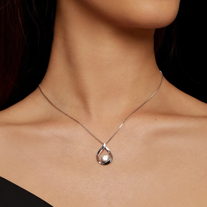 (imagem para) Colar de Moissanite Estilo Pandora com Gota d'Água (Um Certificado) - MSN015 - Visualizar 5