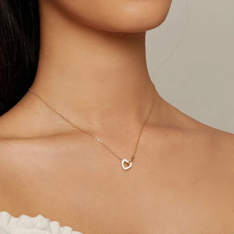 (imagem para) Colar de Prata 925 Estilo Pandora Coração com Coração - SCN181-B - Visualizar 4