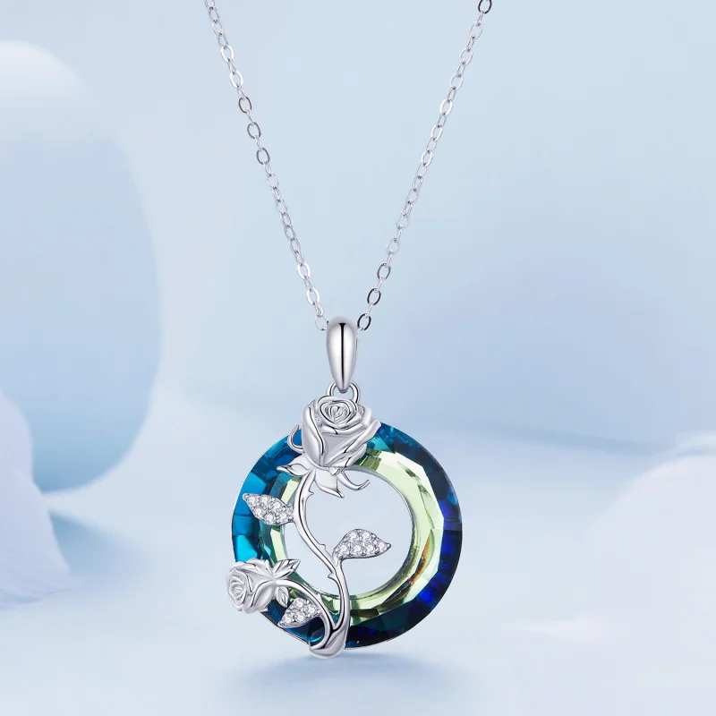 (imagem para) Colar de Rosa com Anjo de Anjo no Estilo Pandora - BSN313 - Visualizar 3