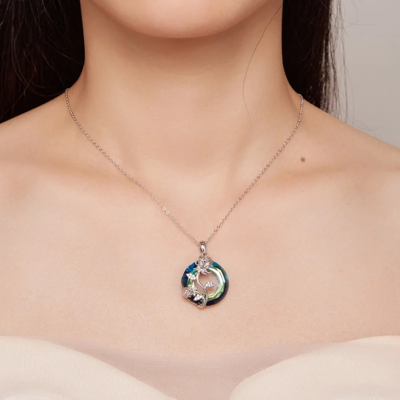 (imagem para) Colar de Rosa com Anjo de Anjo no Estilo Pandora - BSN313 - Visualizar 6