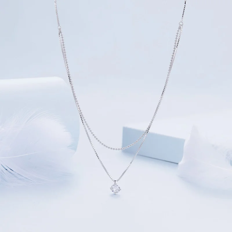 (imagem para) Colar Duplo Brilhante Estilo Pandora - BSN358 - Visualizar 3