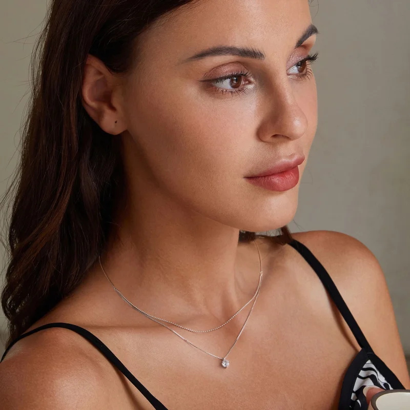 (imagem para) Colar Duplo Brilhante Estilo Pandora - BSN358 - Visualizar 6